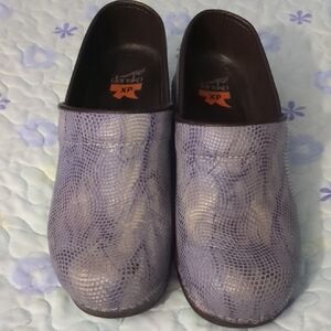 Dansko Lavender and Beige Textured Mules